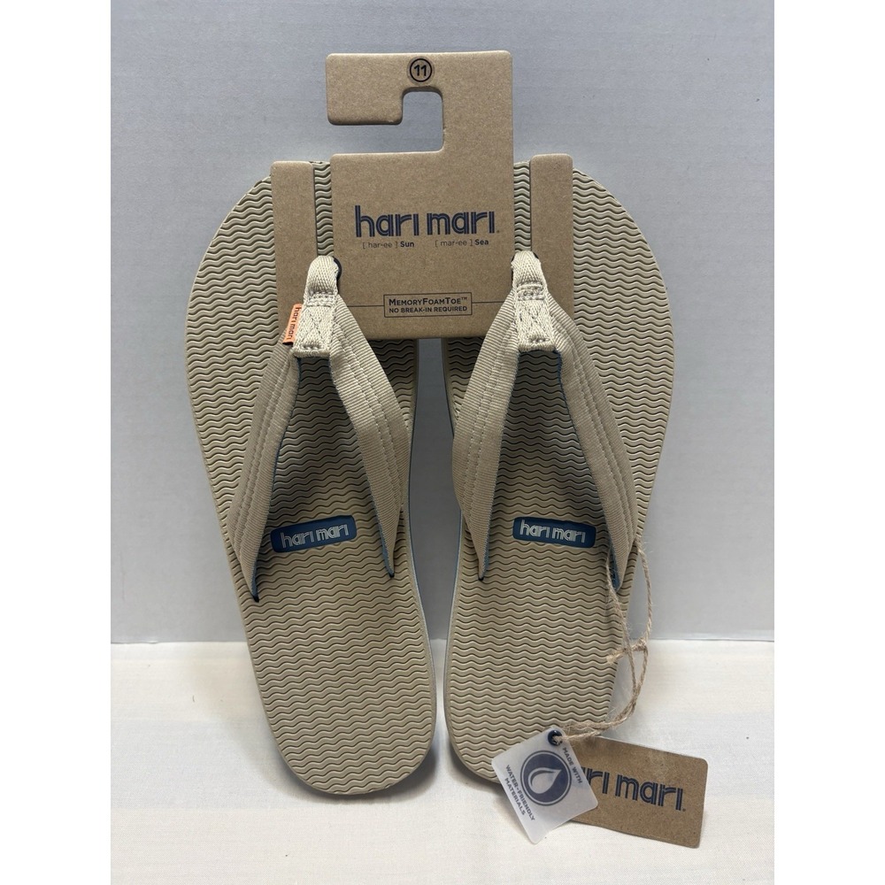 NEW Hari Mari Dunes Men's Size 11 Flip Flops Sandals Tan Boat Safe Waterproof
